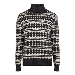 Fuza Wool Gorm High Neck Sweater Men - Coal/White